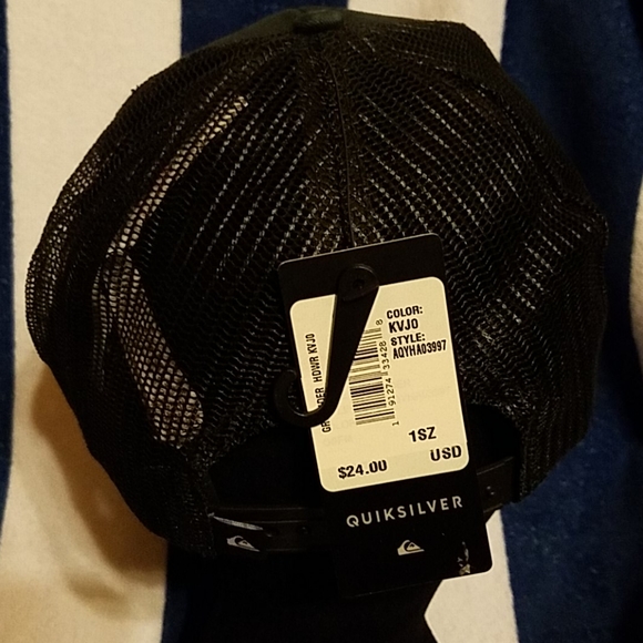 New Quicksilver Men's Grounder Snapback Black Hat - Picture 3 of 3